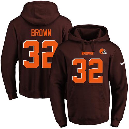 Nike Browns #32 Jim Brown Brown Name & Number Pullover NFL Hoodie