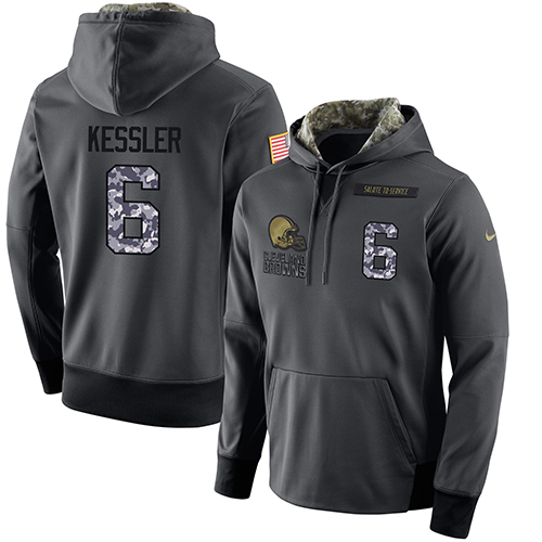 NFL Men's Nike Cleveland Browns #6 Cody Kessler Stitched Black Anthracite Salute to Service Player Performance Hoodie