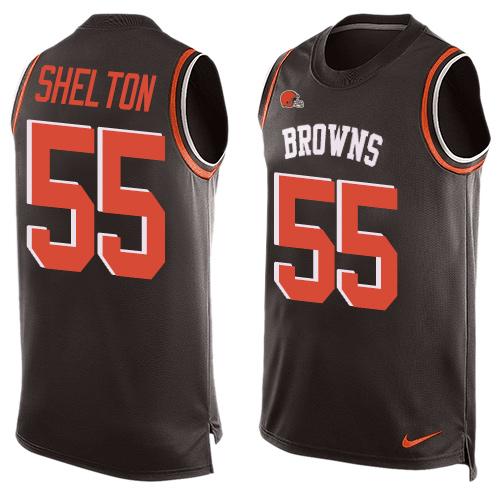Nike Browns #55 Danny Shelton Brown Team Color Men's Stitched NFL Limited Tank Top Jersey
