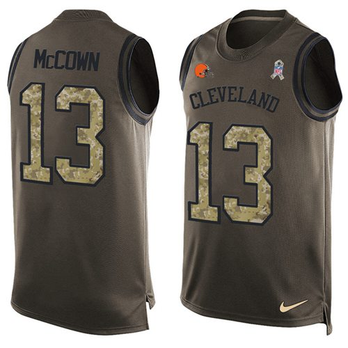Nike Browns #13 Josh McCown Green Men's Stitched NFL Limited Salute To Service Tank Top Jersey