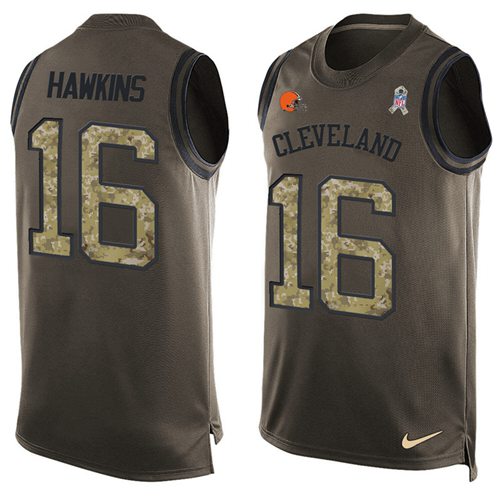 Nike Browns #16 Andrew Hawkins Green Men's Stitched NFL Limited Salute To Service Tank Top Jersey