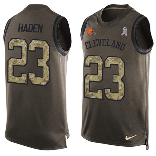 Nike Browns #23 Joe Haden Green Men's Stitched NFL Limited Salute To Service Tank Top Jersey