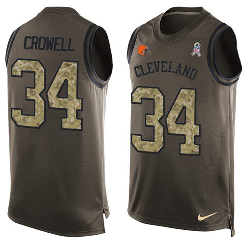 Nike Browns #34 Isaiah Crowell Green Men's Stitched NFL Limited Salute To Service Tank Top Jersey