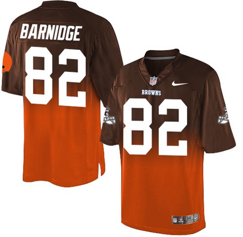 Nike Browns #82 Gary Barnidge Brown/Orange Men's Stitched NFL Elite Fadeaway Fashion Jersey
