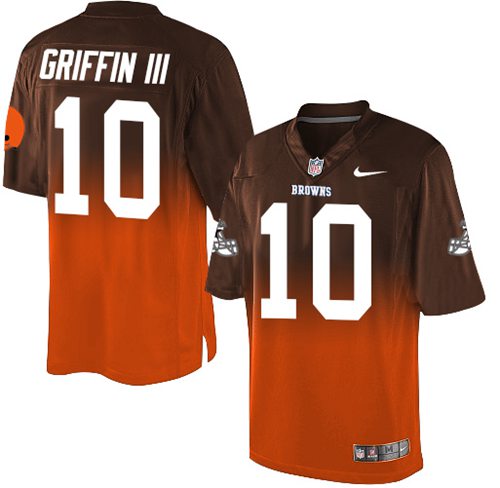 Nike Browns #10 Robert Griffin III Brown/Orange Men's Stitched NFL Elite Fadeaway Fashion Jersey