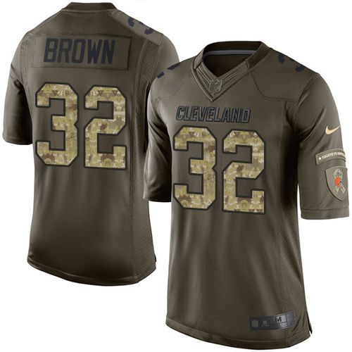 Nike Browns #32 Jim Brown Green Men's Stitched NFL Limited Salute to Service Jersey