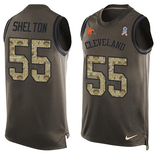 Nike Browns #55 Danny Shelton Green Men's Stitched NFL Limited Salute To Service Tank Top Jersey