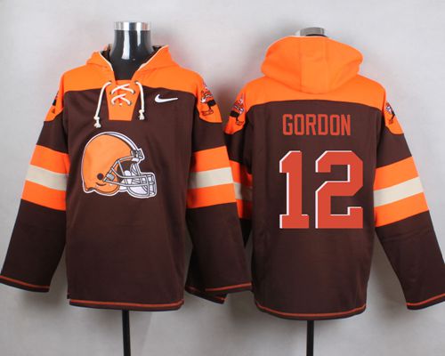 Nike Browns #12 Josh Gordon Brown Player Pullover NFL Hoodie