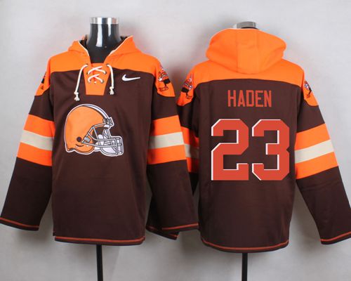 Nike Browns #23 Joe Haden Brown Player Pullover NFL Hoodie