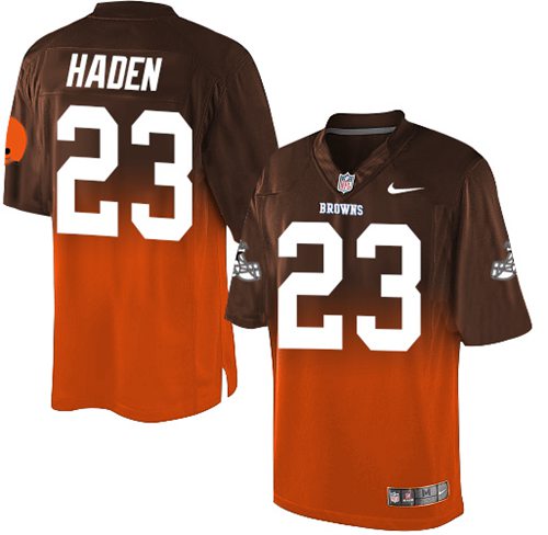 Nike Browns #23 Joe Haden Brown/Orange Men's Stitched NFL Elite Fadeaway Fashion Jersey