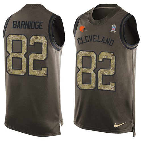 Nike Browns #82 Gary Barnidge Green Men's Stitched NFL Limited Salute To Service Tank Top Jersey