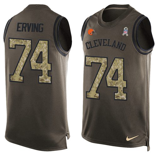 Nike Browns #74 Cameron Erving Green Men's Stitched NFL Limited Salute To Service Tank Top Jersey