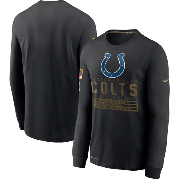 Men's Indianapolis Colts 2020 Black Salute To Service Sideline Performance Long Sleeve NFL T-Shirt