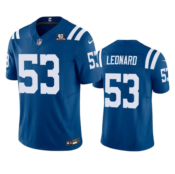 Men's Indianapolis Colts #53 Shaquille Leonard Blue 2023 F.U.S.E 40th Anniversary Vapor Untouchable Football Stitched Jersey