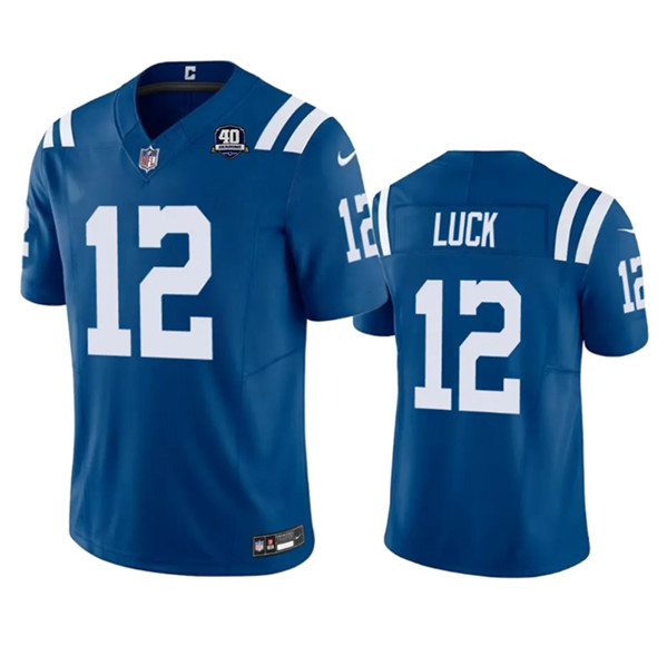 Men's Indianapolis Colts #12 Andrew Luck Blue 2023 F.U.S.E 40th Anniversary Vapor Untouchable Football Stitched Jersey