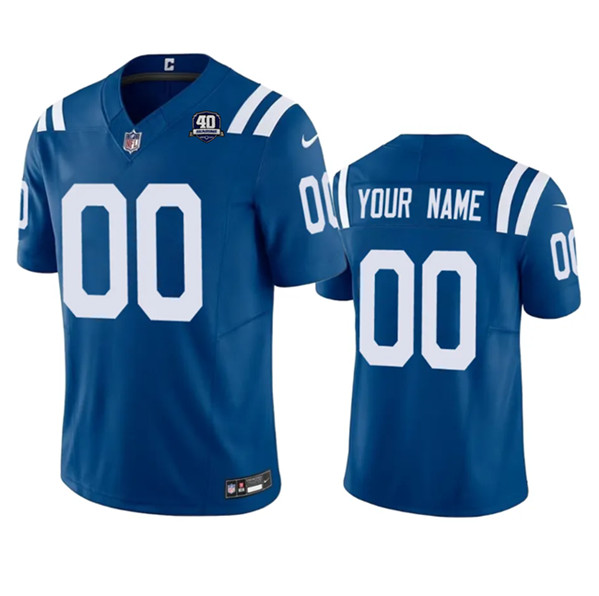 Men's Indianapolis Colts Active Player Custom Blue 2023 F.U.S.E 40th Anniversary Vapor Untouchable Football Stitched Jersey