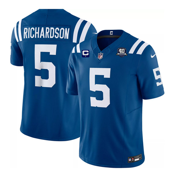 Men's Indianapolis Colts #5 Anthony Richardson Blue 2023 F.U.S.E. 40th Anniversary With 1-Star C Patch Vapor Untouchable Limited Football Stitched Jersey