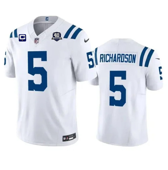 Men's Indianapolis Colts #5 Anthony Richardson White 2023 F.U.S.E. 40th Anniversary With 1-Star C Patch Vapor Untouchable Limited Football Stitched Jersey