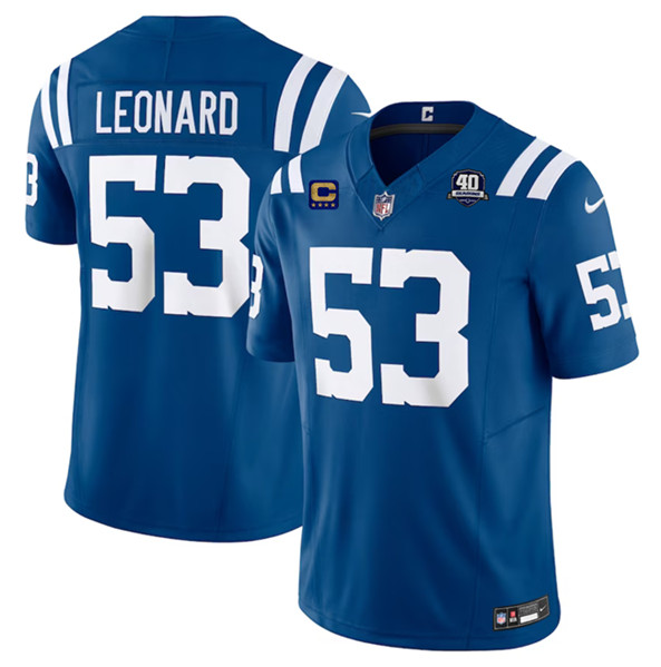 Men's Indianapolis Colts #53 Shaquille Leonard Blue 2023 F.U.S.E. 40th Anniversary With 1-Star C Patch Vapor Untouchable Limited Football Stitched Jersey