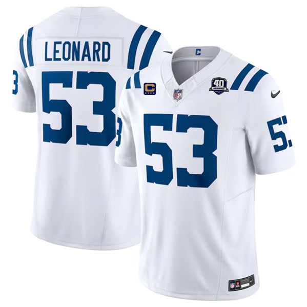 Men's Indianapolis Colts #53 Shaquille Leonard White 2023 F.U.S.E. 40th Anniversary With 1-Star C Patch Vapor Untouchable Limited Football Stitched Jersey