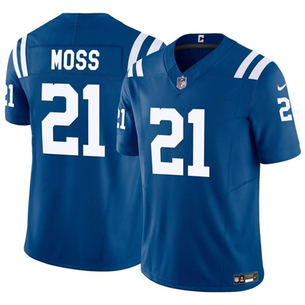 Men's Indianapolis Colts #21 Zack Moss Blue 2023 F.U.S.E. Vapor Untouchable Limited Football Stitched Jersey