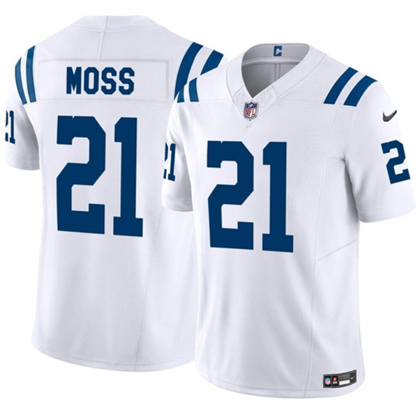 Men's Indianapolis Colts #21 Zack Moss White 2023 F.U.S.E. Vapor Untouchable Limited Football Stitched Jersey