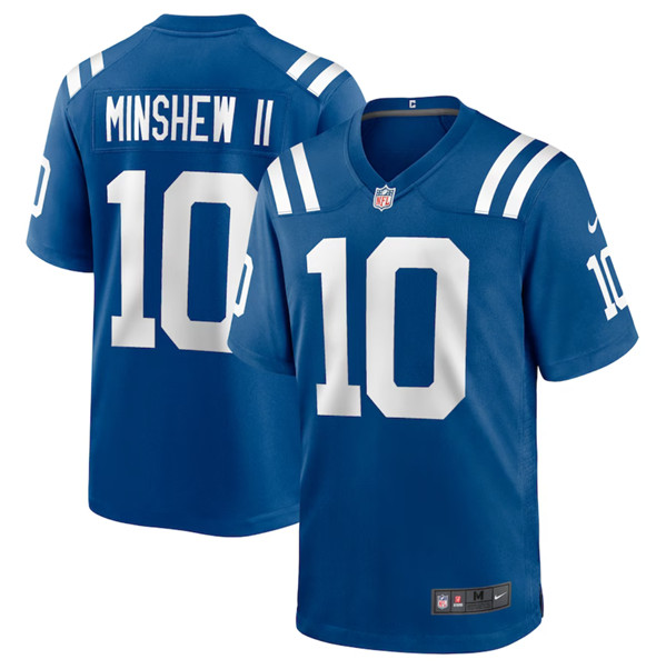 Men's Indianapolis Colts #10 Gardner Minshew Blue Football Stitched Game Jersey