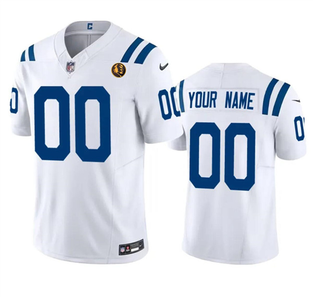 Men's Indianapolis Colts Active Player Custom White 2023 F.U.S.E. With John Madden Patch Vapor Limited Football Stitched Jersey