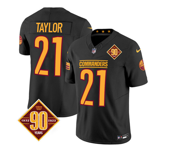 Men's Washington Commanders #21 Sean Taylor Black 2023 F.U.S.E. 90th Anniversary Vapor Limited Football Stitched Jersey