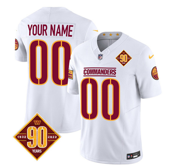 Men's Washington Commanders Active Player Custom White 2023 F.U.S.E. 90th Anniversary Vapor Limited Football Stitched Jersey