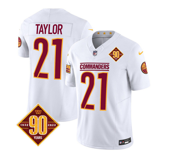 Men's Washington Commanders #21 Sean Taylor White 2023 F.U.S.E. 90th Anniversary Vapor Limited Football Stitched Jersey