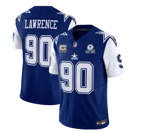 Men's Dallas Cowboys #90 DeMarcus Lawrence Navy 2023 F.U.S.E. With 1960 Patch Vapor Limited Football Stitched Jersey