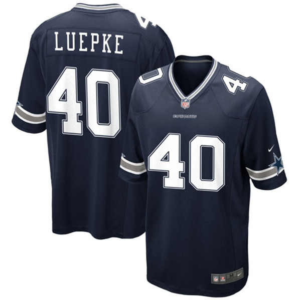 Men's Dallas Cowboys #40 Hunter Luepke Navy Stitched Football Game Jersey