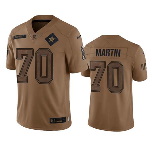 Men's Dallas Cowboys #70 Zack Martin 2023 Brown Salute To Service Limited Football Stitched Jersey