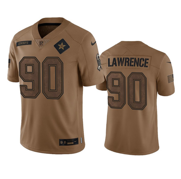 Men's Dallas Cowboys #90 DeMarcus Lawrence 2023 Brown Salute To Service Limited Football Stitched Jersey
