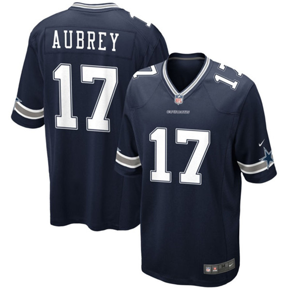 Men's Dallas Cowboys #17 Brandon Aubrey Navy Stitched Football Game Jersey