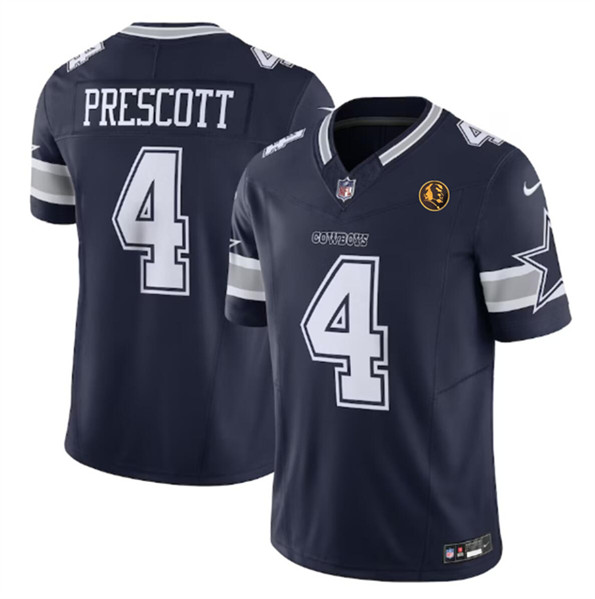 Men's Dallas Cowboys #4 Dak Prescott Navy 2023 F.U.S.E. With John Madden Patch Vapor Limited Football Stitched Jersey