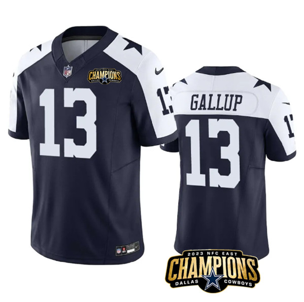 Men's Dallas Cowboys #13 Michael Gallup Navy/White 2023 F.U.S.E. NFC East Champions Patch Football Stitched Jersey