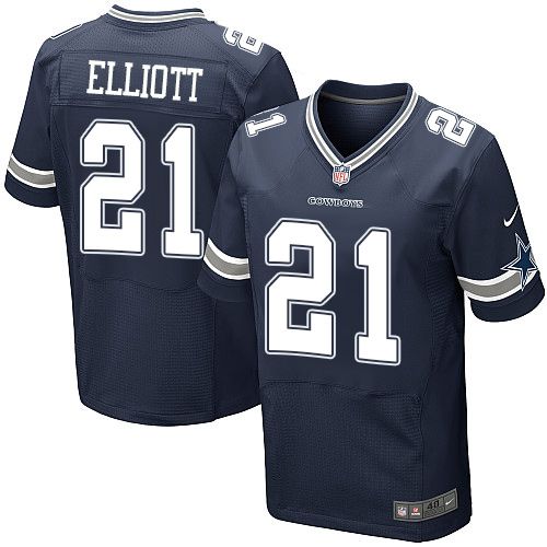 Nike Cowboys #21 Ezekiel Elliott Navy Blue Team Color Men's Stitched NFL Elite Jersey