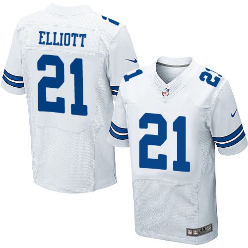 Nike Cowboys #21 Ezekiel Elliott White Men's Stitched NFL Elite Jersey