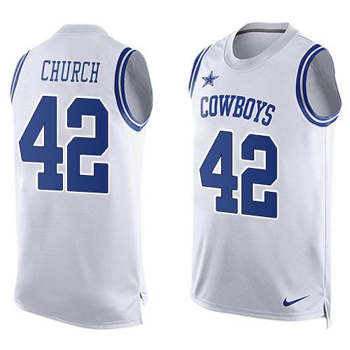 Nike Cowboys #42 Barry Church White Men's Stitched NFL Limited Tank Top Jersey