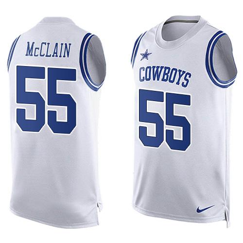 Nike Cowboys #55 Rolando McClain White Men's Stitched NFL Limited Tank Top Jersey