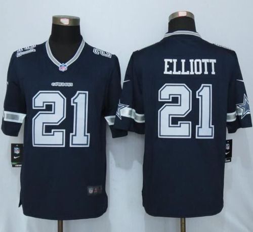 Nike Cowboys #21 Ezekiel Elliott Navy Blue Team Color Men's Stitched NFL Limited Jersey