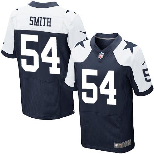 Nike Cowboys #54 Jaylon Smith Navy Blue Thanksgiving Men's Stitched NFL Throwback Elite Jersey