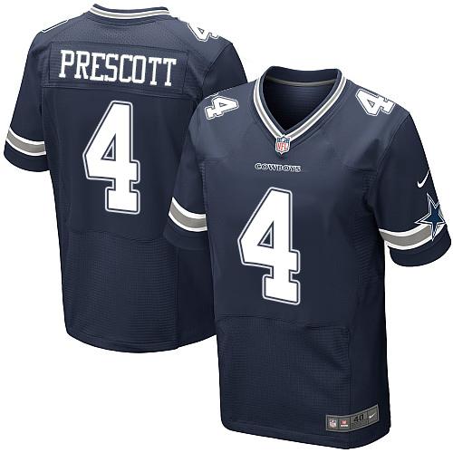 Nike Cowboys #4 Dak Prescott Navy Blue Team Color Men's Stitched NFL Elite Jersey