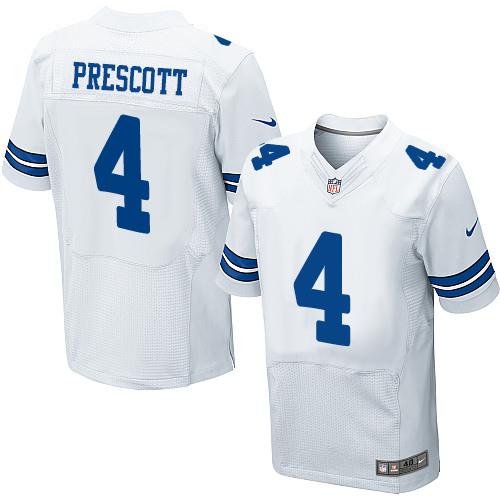 Nike Cowboys #4 Dak Prescott White Men's Stitched NFL Elite Jersey