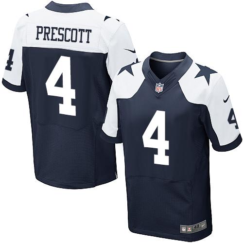 Nike Cowboys #4 Dak Prescott Navy Blue Thanksgiving Throwback Men's Stitched NFL Elite Jersey