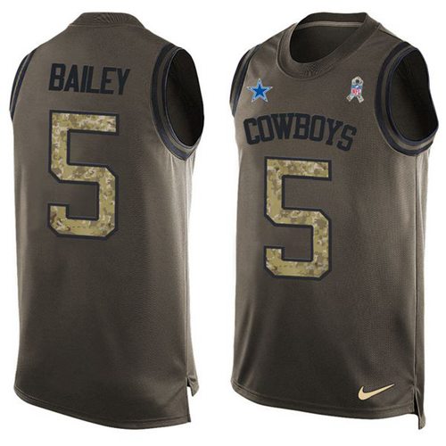 Nike Cowboys #5 Dan Bailey Green Men's Stitched NFL Limited Salute To Service Tank Top Jersey