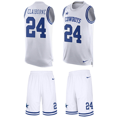 Nike Cowboys #24 Morris Claiborne White Men's Stitched NFL Limited Tank Top Suit Jersey