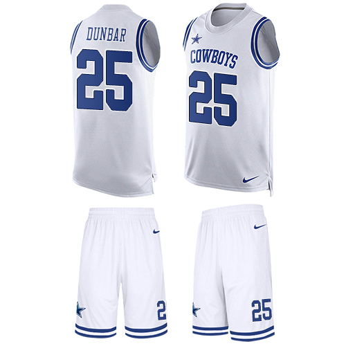 Nike Cowboys #25 Lance Dunbar White Men's Stitched NFL Limited Tank Top Suit Jersey